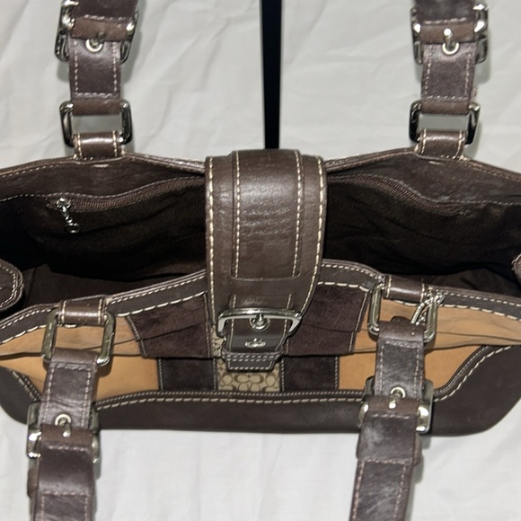 Coach F11346 Hamptons Leather Suede Jacquard Satchel Set - Picture 13 of 15